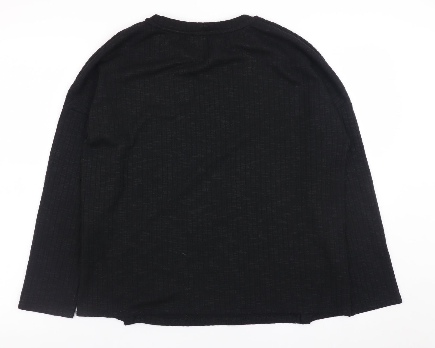 Papaya Womens Black Long Sleeve Button Detail Knit Jumper Size S