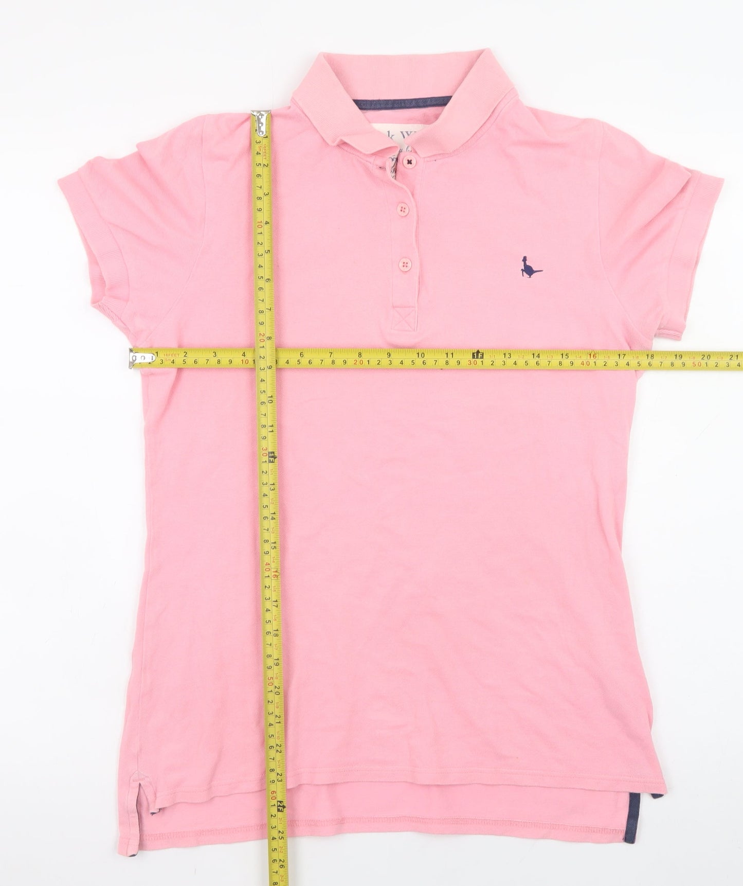 Jack Wills Pink Cotton Short Sleeve Polo Shirt L Unisex Slim Fit