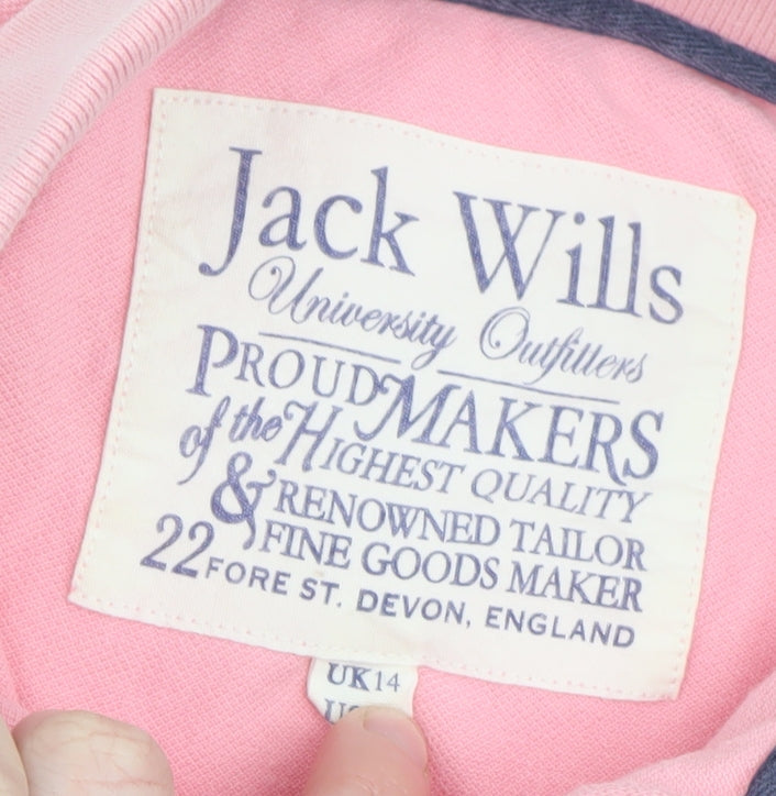 Jack Wills Pink Cotton Short Sleeve Polo Shirt L Unisex Slim Fit