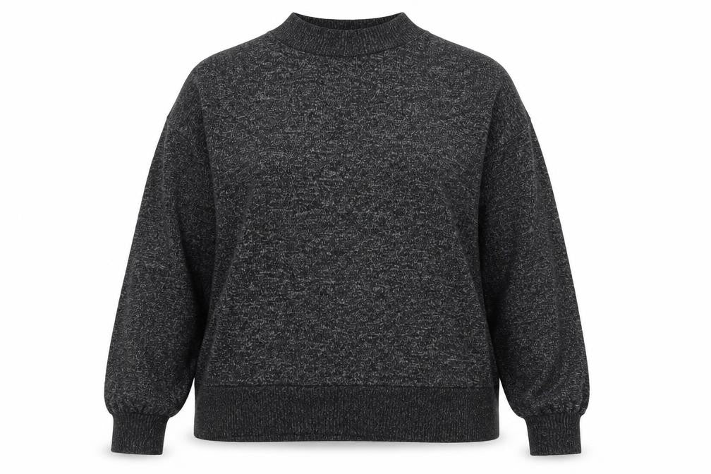 Marks and Spencer Womens Grey Size 14 Relaxed Knit Long Sleeve Top