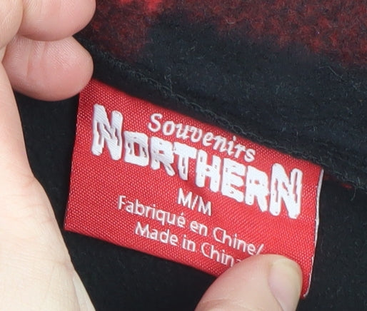 Souvenirs Northern Men's Red Black Check Hooded Fleece Jacket Size M