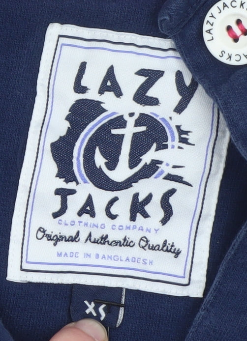 Lazy Jacks Womens Pink Stripe Henley Sweatshirt XS Cotton Nautical