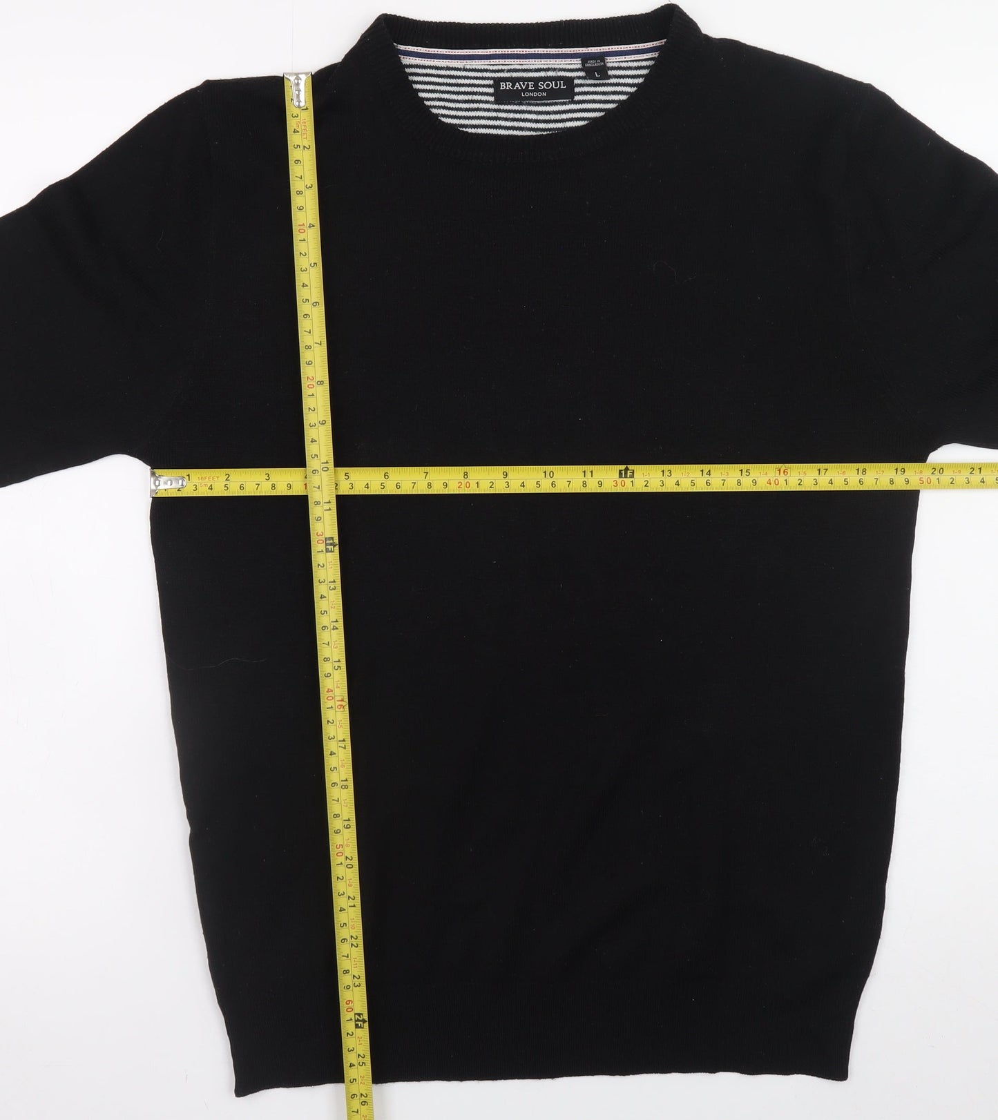Brave Soul Men's Black L Pullover Jumper Crew Neck Knit