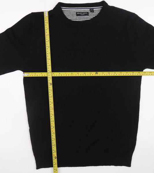 Brave Soul Men's Black L Pullover Jumper Crew Neck Knit