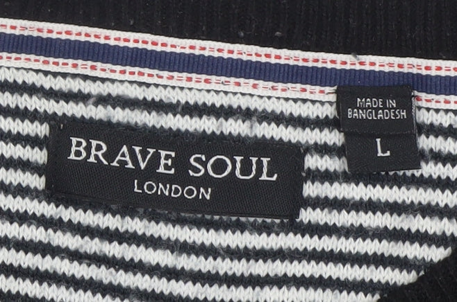 Brave Soul Men's Black L Pullover Jumper Crew Neck Knit