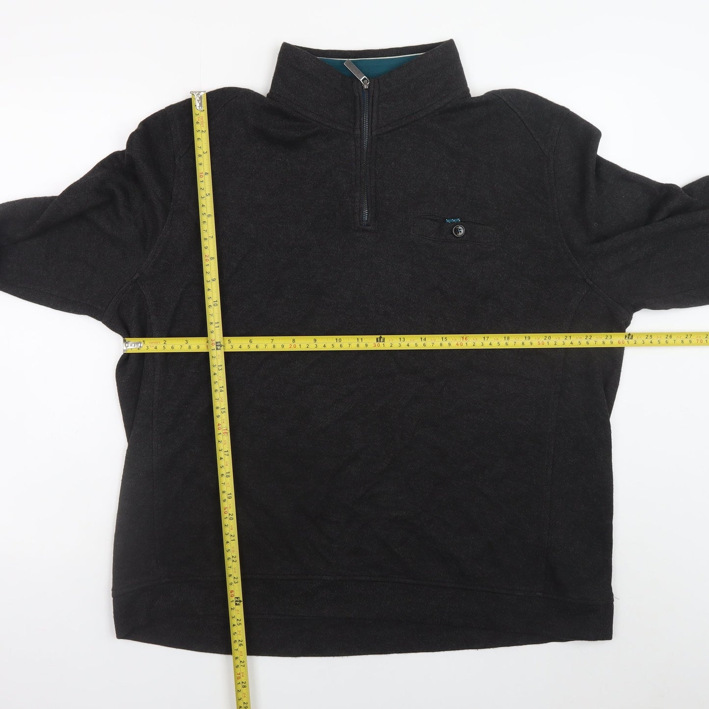 Ted Baker Mens Black 7XL 1/2 Zip Wool Blend Jumper