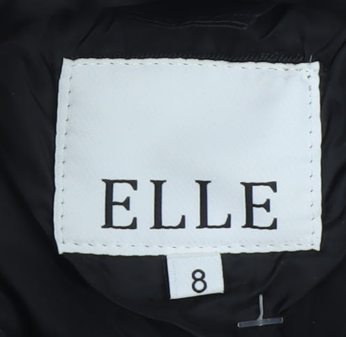 ELLE Women's Black Long Puffer Jacket Size 8 Hooded Winter Coat