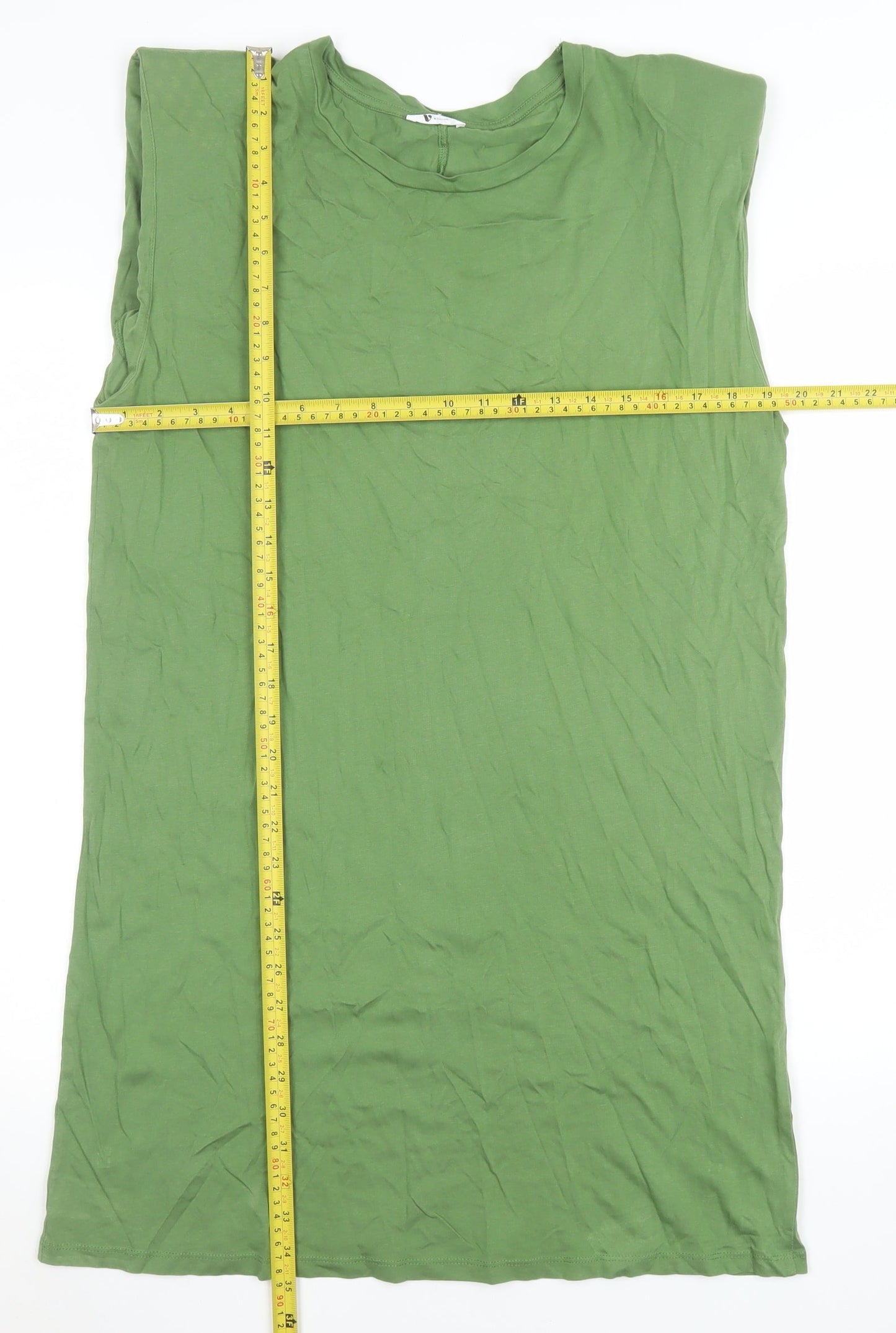 Very Womens Green Basic Sleeveless Cotton T-Shirt Size 12