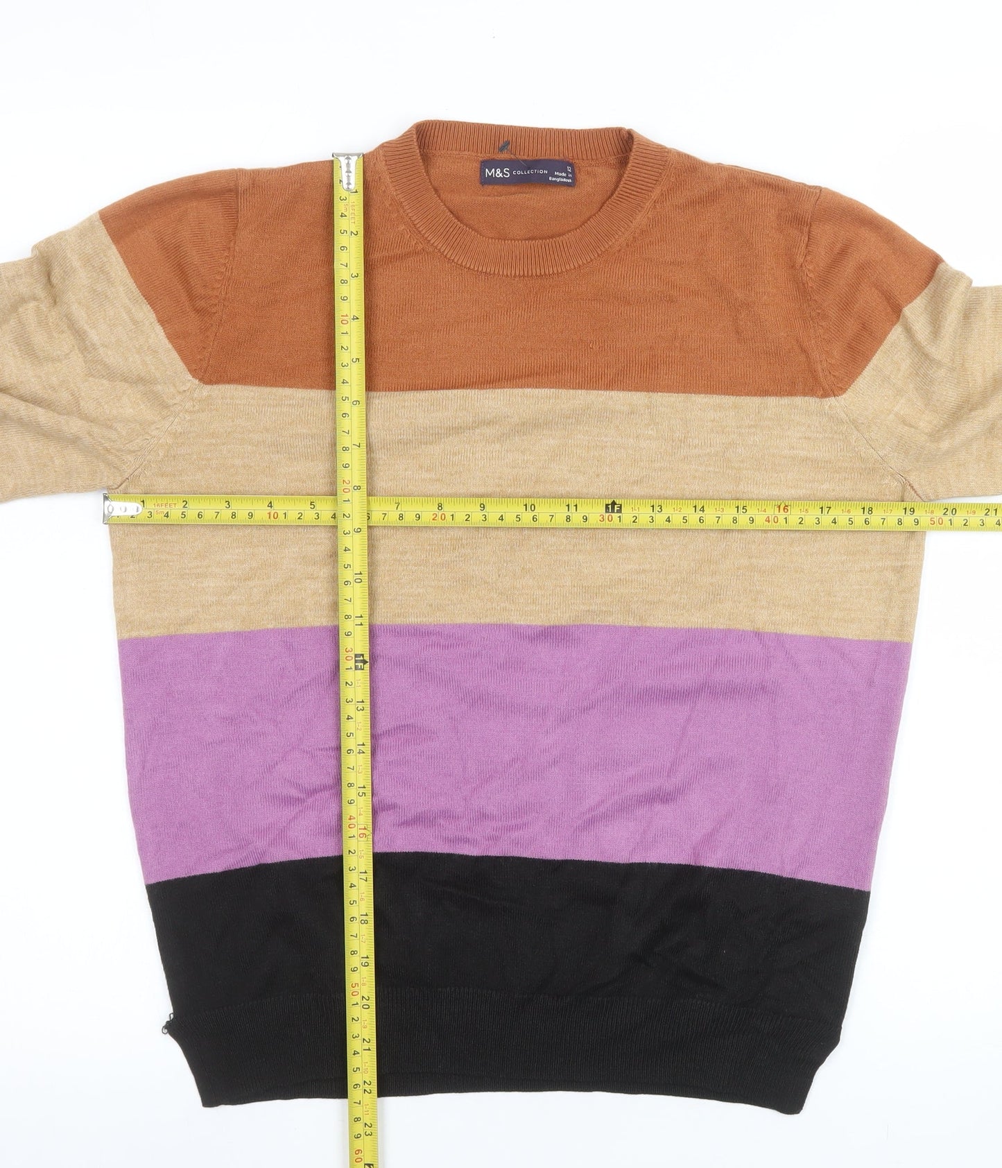 Marks and Spencer Women's Multicoloured Striped Jumper Size 12