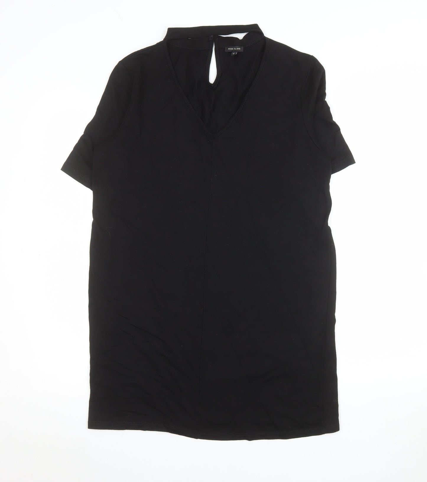 River Island Women's Black Viscose Tunic Blouse Size 12