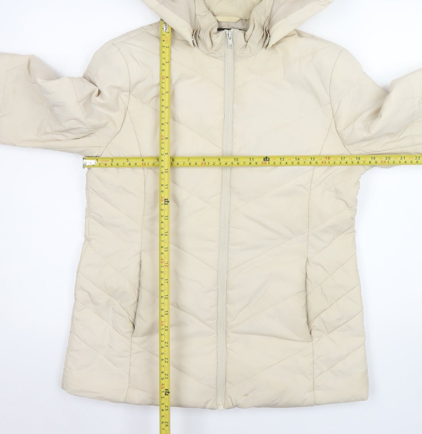 John Lewis Women’s Beige Hooded Puffer Jacket Size 8