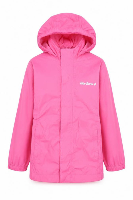 Peter Storm Girls Pink Waterproof Hooded Rain Coat 5-6 Years