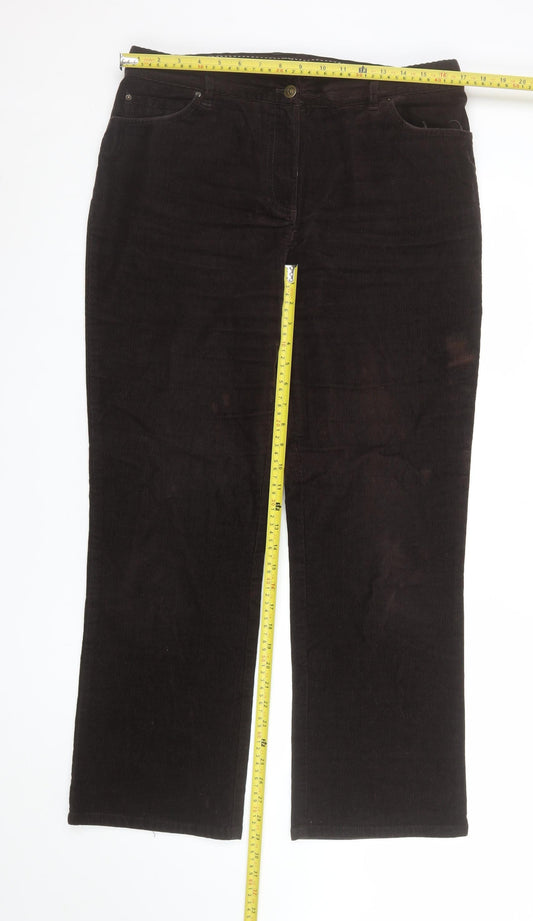 CC Women Brown Corduroy Straight Leg Trousers Size 14