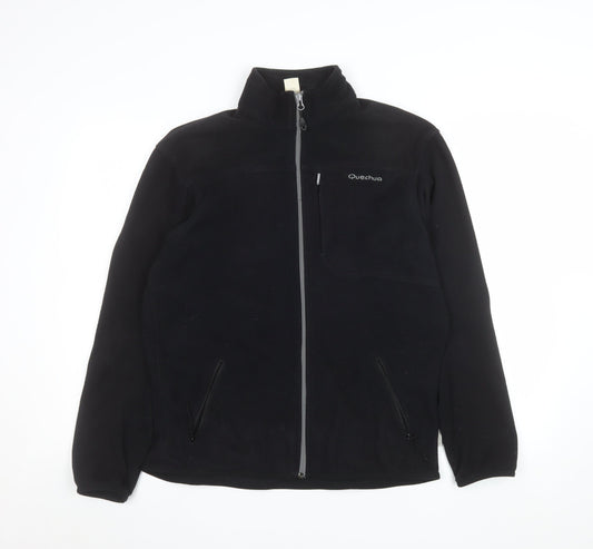 Quechua Men's Black Fleece Full Zip Jacket Size M Outdoor Hiking