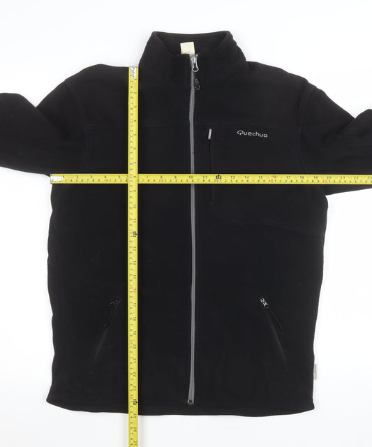 Quechua Men's Black Fleece Full Zip Jacket Size M Outdoor Hiking