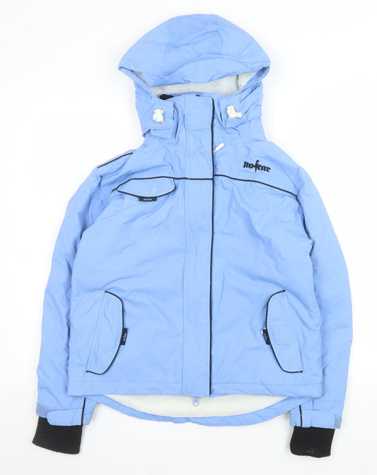 No Fear Girls Blue Waterproof Breathable Ski Jacket 11-12 Years Winter Hooded