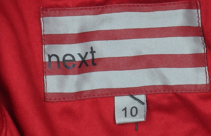Next Womens Red Belted Trench Coat Size 10 Classic Mid-Length