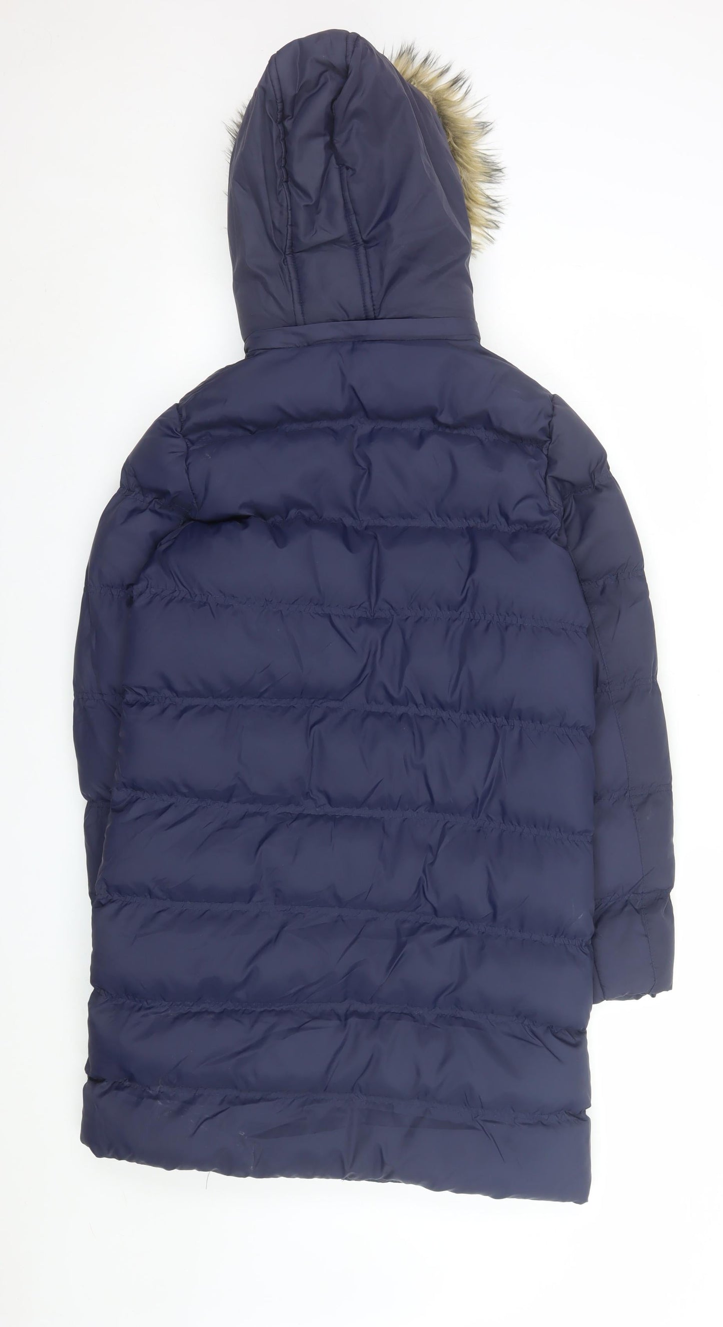 Brave Soul Women's Blue Long Puffer Coat Hooded Size 10