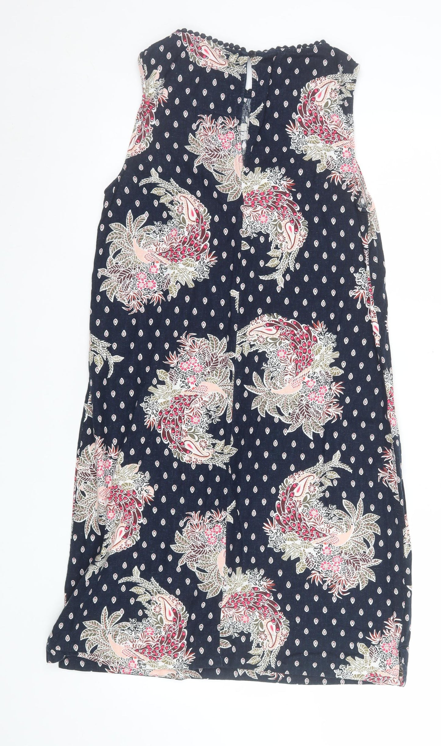 Marks and Spencer Womens Blue Floral Shift Dress Size 10 Linen Blend