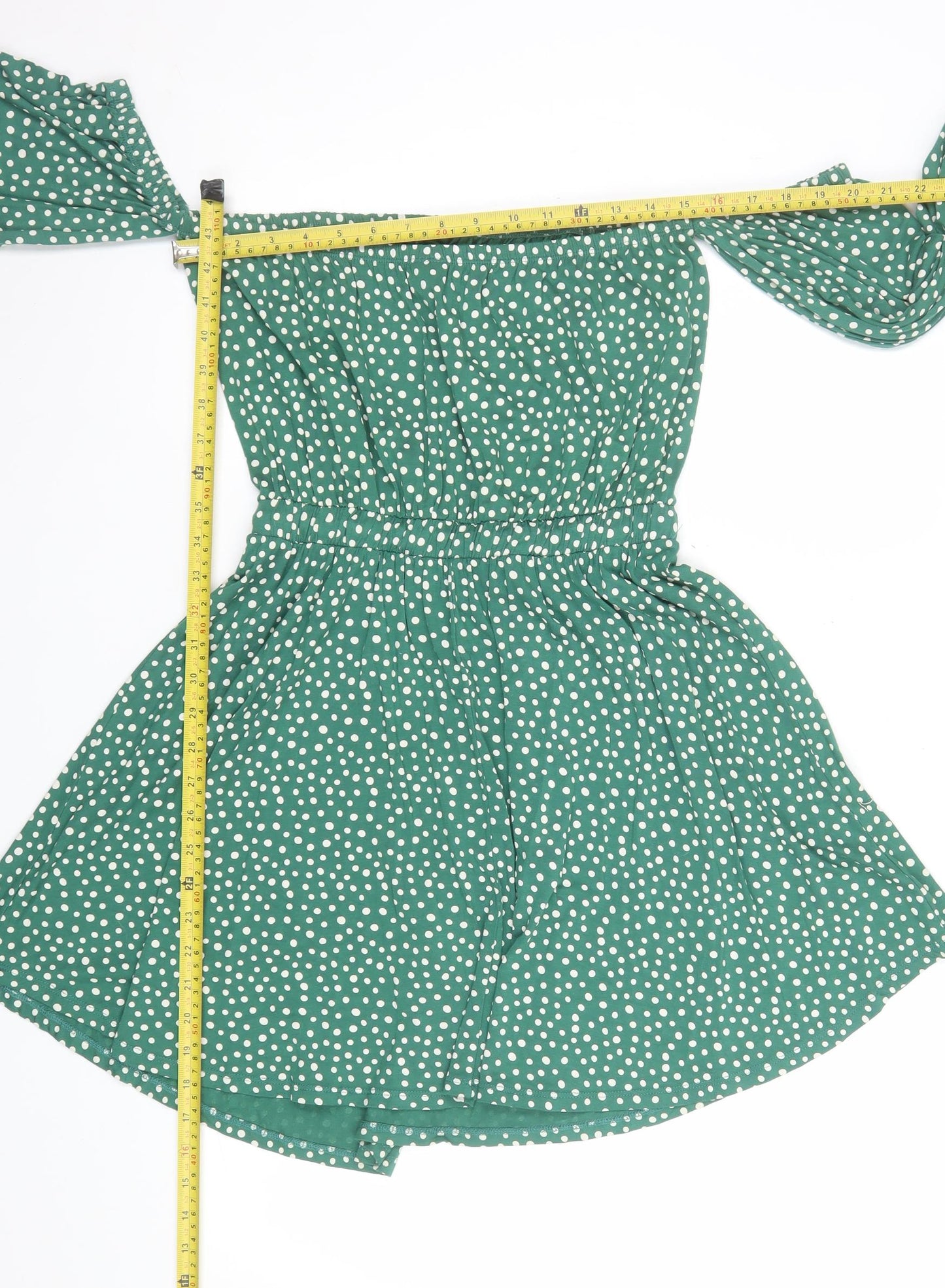 ASOS Women’s Green Polka Dot Off Shoulder Skater Dress Size 10
