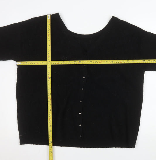 Joules Womens Black V-Neck Button Cardigan Size 18