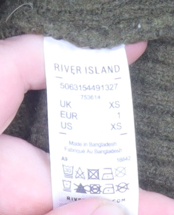 River Island Women’s Green XS Knit Long Sleeve Jumper Dress
