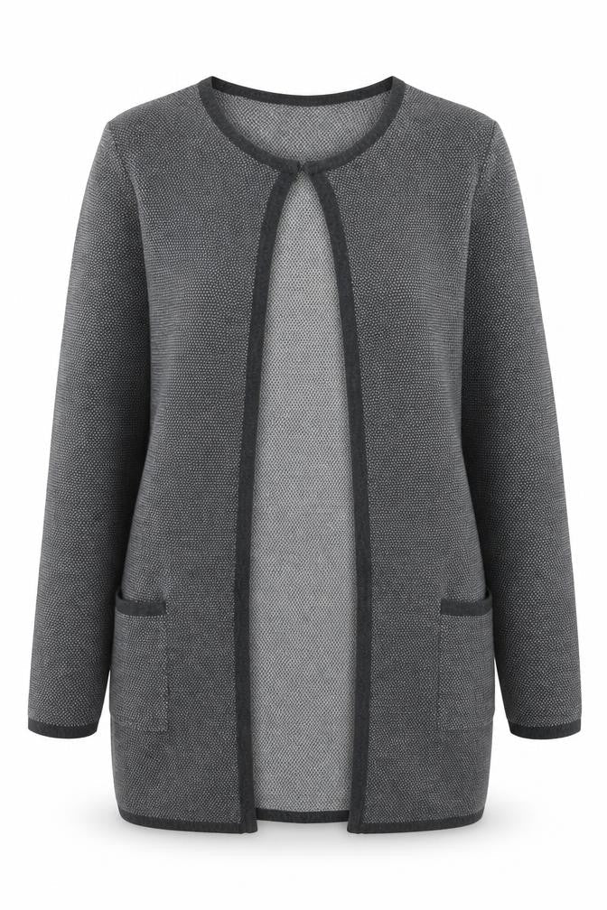 Ellen Tracy Women's Grey Long Sleeve Open Knit Cardigan Size L