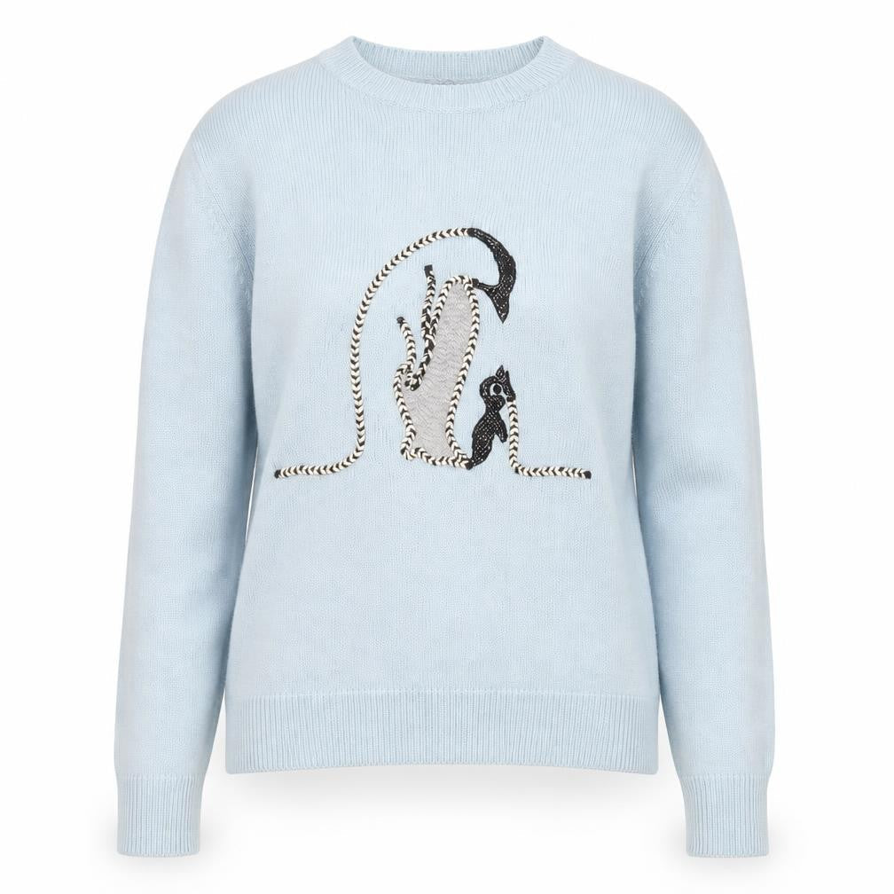 Marks and Spencer Women’s Blue Penguin Jumper Small Crew Neck Knitwear