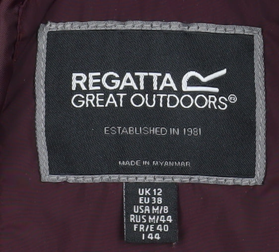 Regatta Women Purple Hooded Puffer Jacket UK 12 Water Resistant