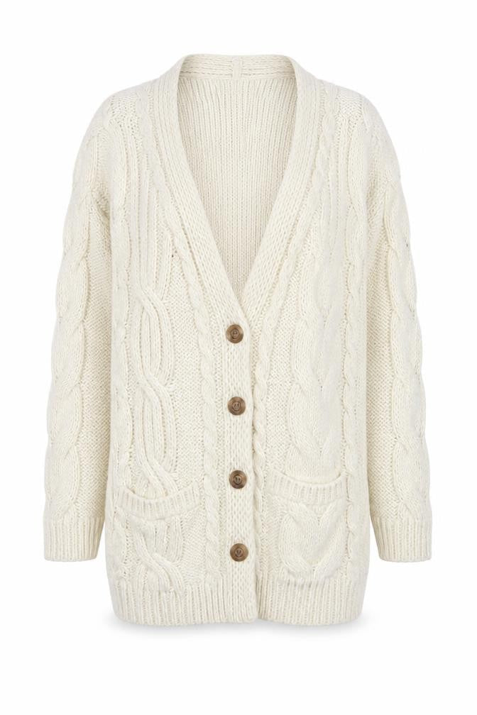 SoulCal & Co Women Ivory Cable Knit Button Cardigan Size 6