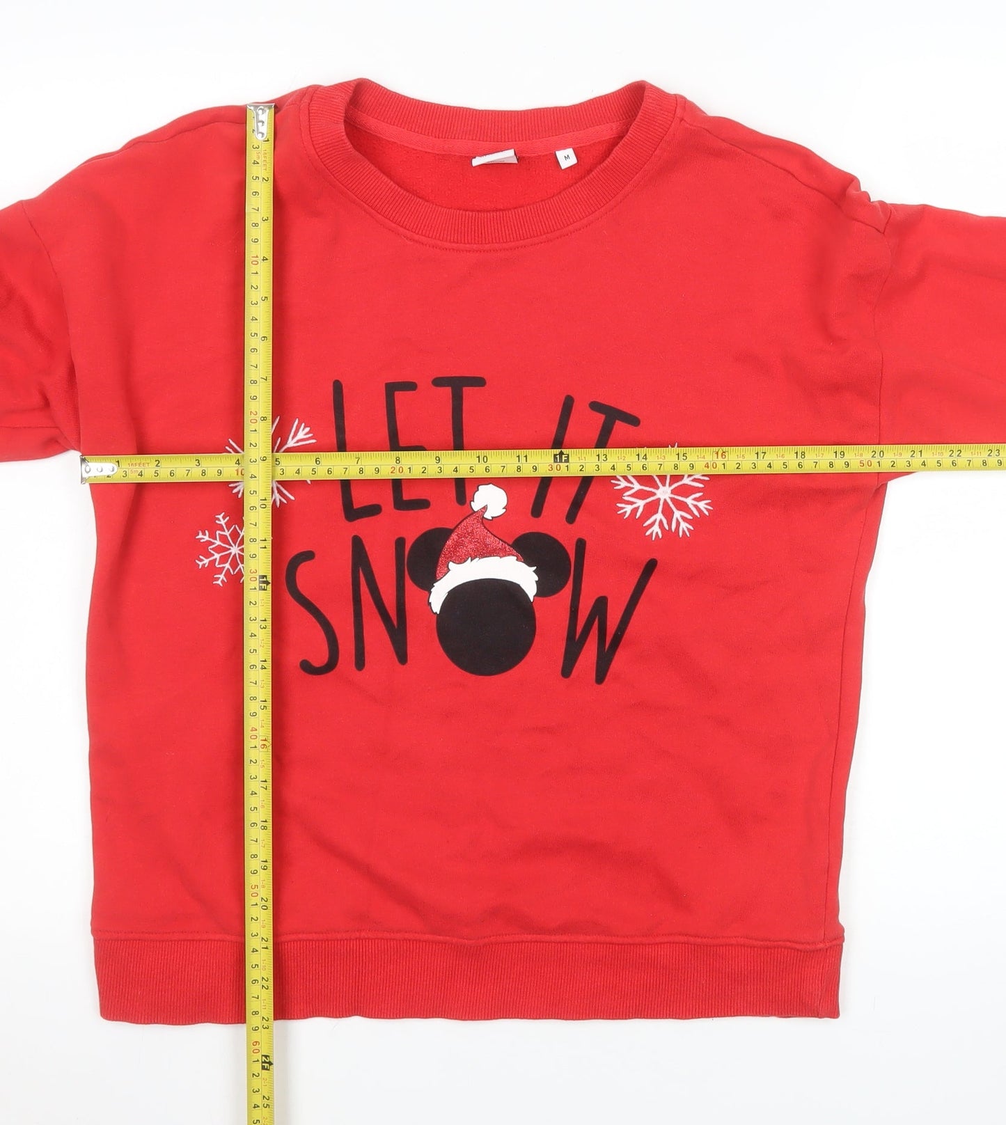 Next Women Red Christmas Sweatshirt Mickey Let It Snow Size M