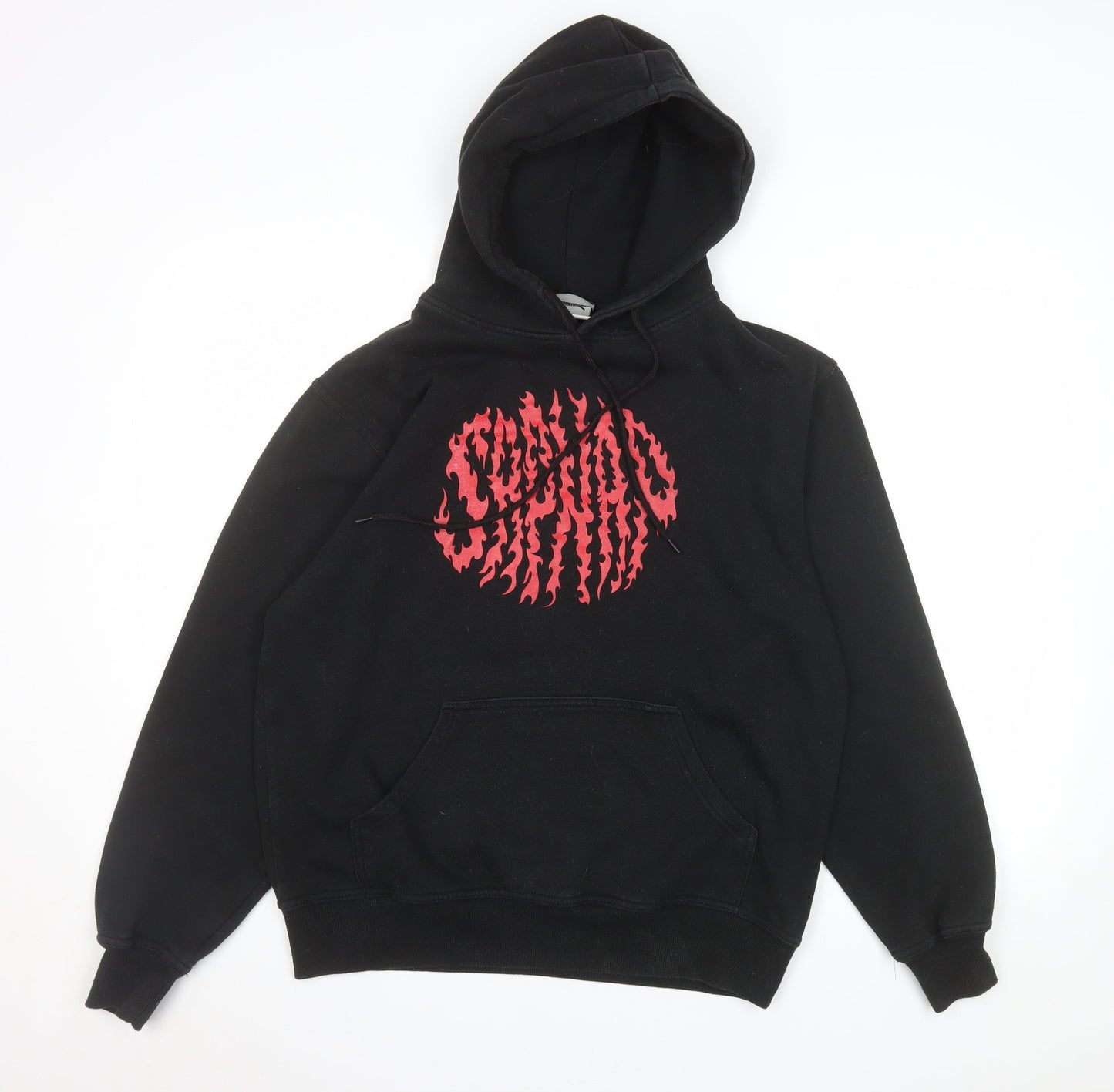 Dreambranding Men's Black Pullover Hoodie Small Graphic Print Fleece