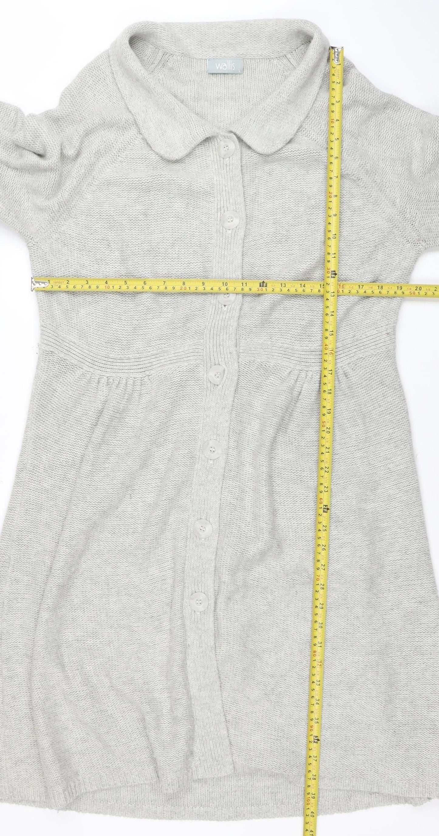 Wallis Women’s Grey Collared Button Knit Cardigan L
