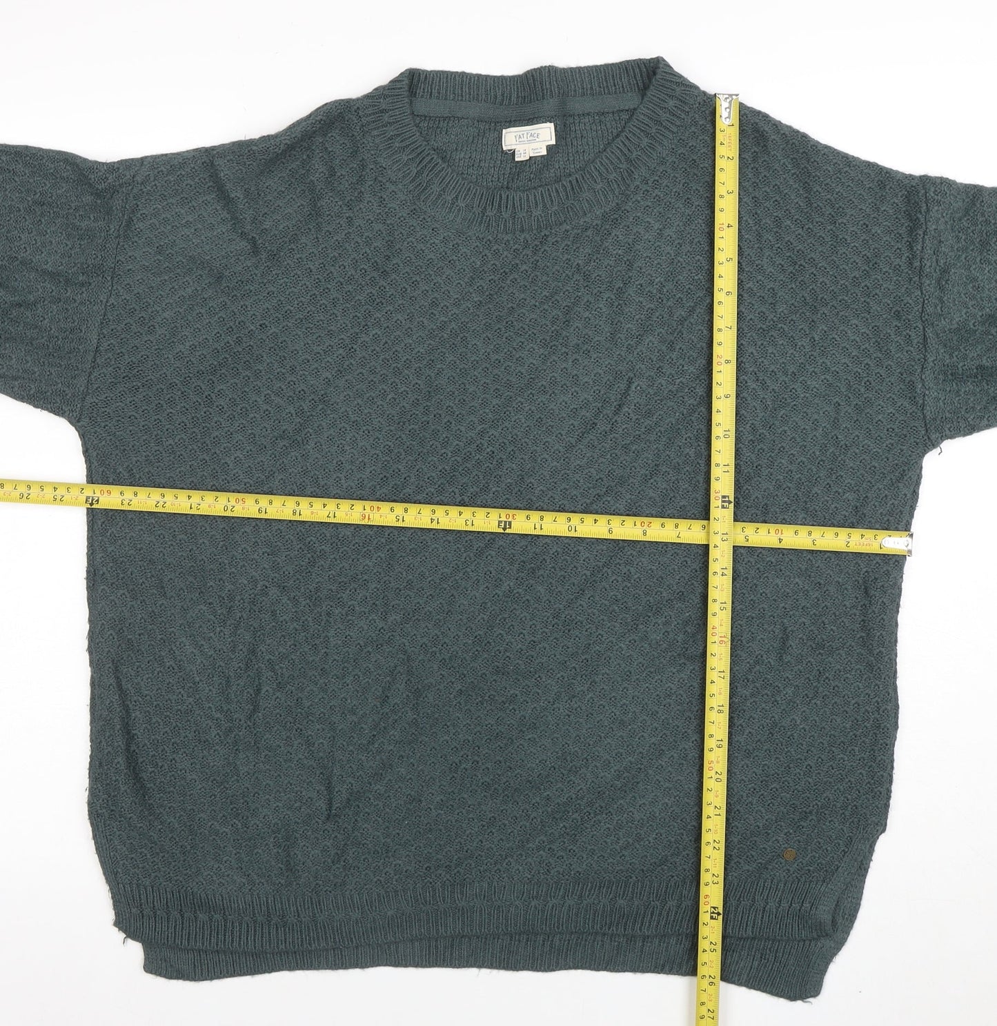 Fat Face Womens Green Cotton Blend Crew Neck Long Sleeve Jumper Size 16