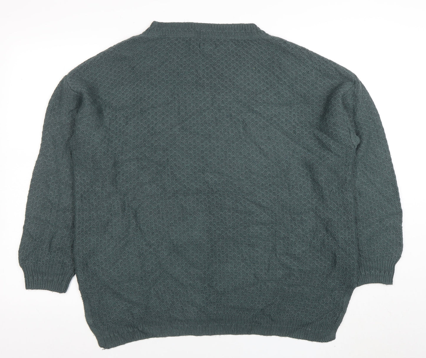 Fat Face Womens Green Cotton Blend Crew Neck Long Sleeve Jumper Size 16
