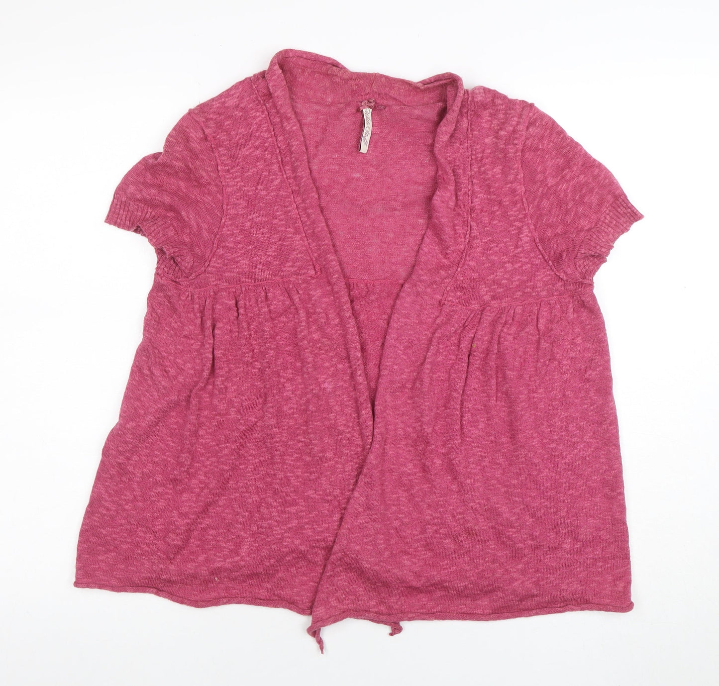 White Stuff Women’s Pink Linen Cotton Short Sleeve Cardigan Size 12
