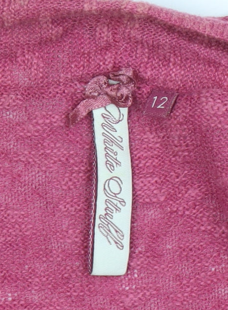 White Stuff Women’s Pink Linen Cotton Short Sleeve Cardigan Size 12