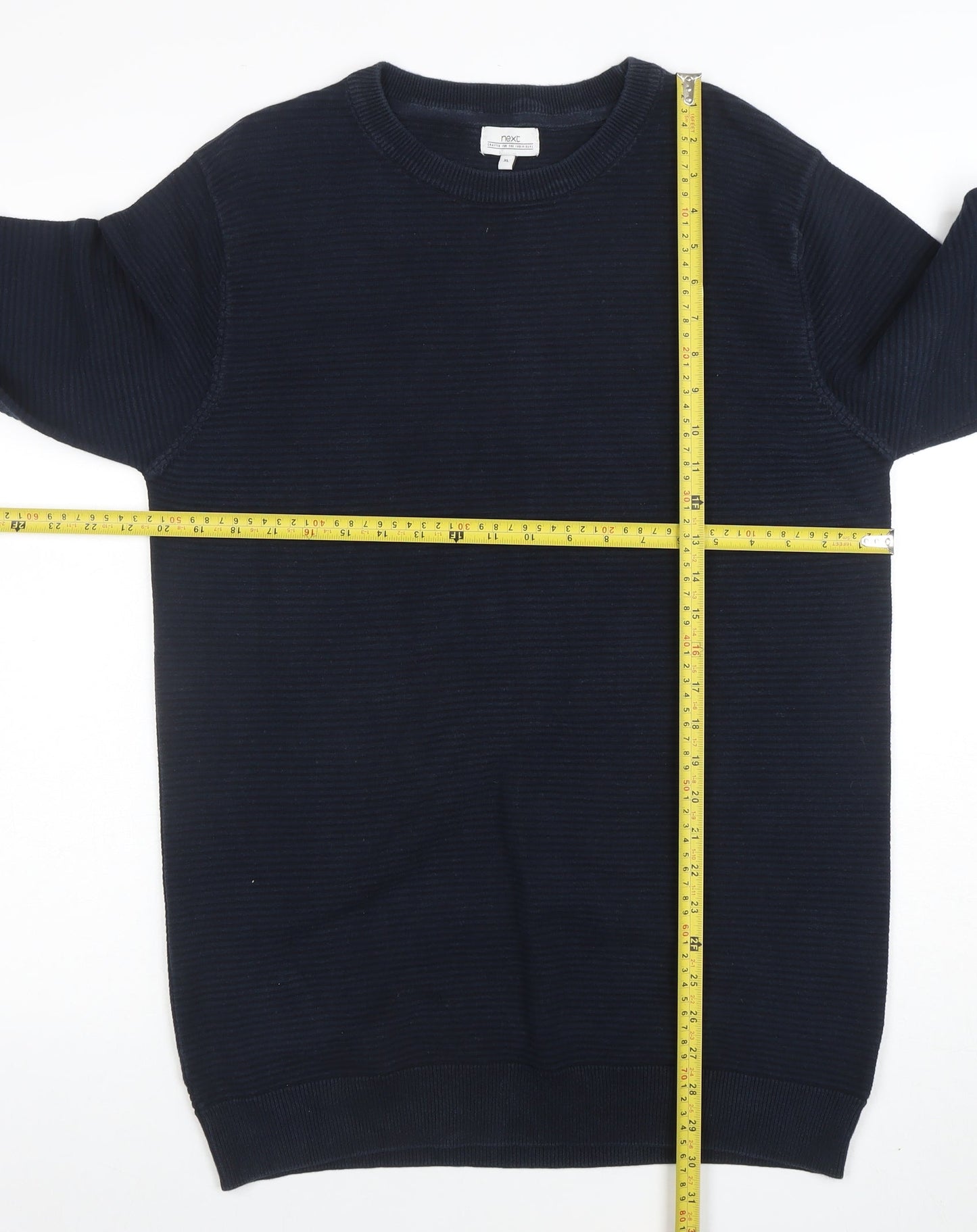 Next Men's Blue Cotton Crew Neck Jumper XL Regular Fit