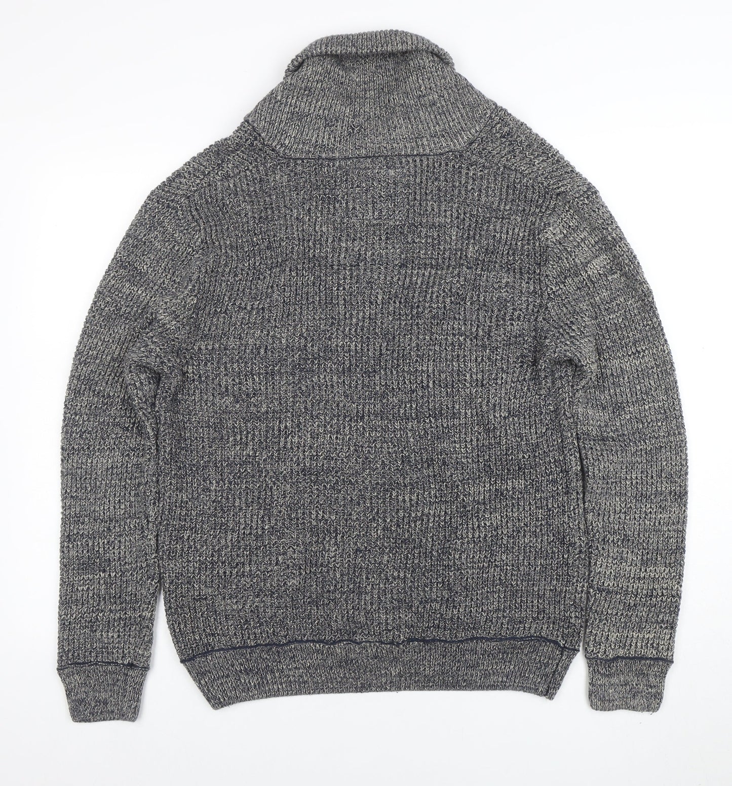Mantaray Men's Grey Roll Neck Chunky Knit Cotton Jumper Medium