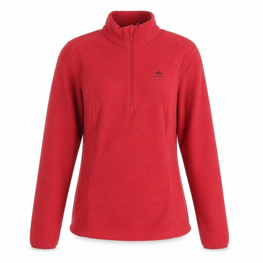 Quechua Women Red Fleece 1/2 Zip Pullover Sweatshirt Size M