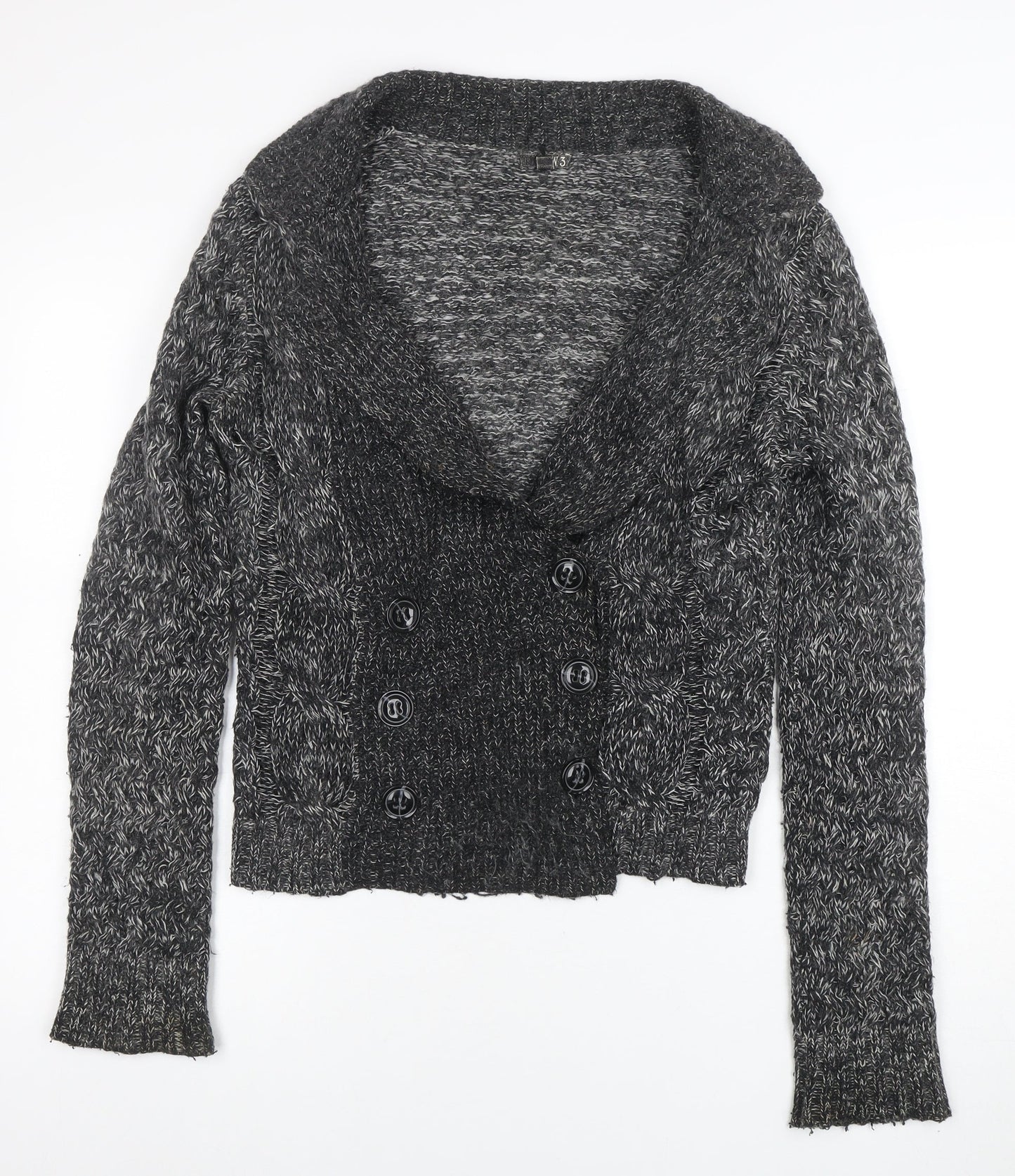 GANT Womens Grey Chunky Knit Wool Blend Shawl Collar Cardigan Size M
