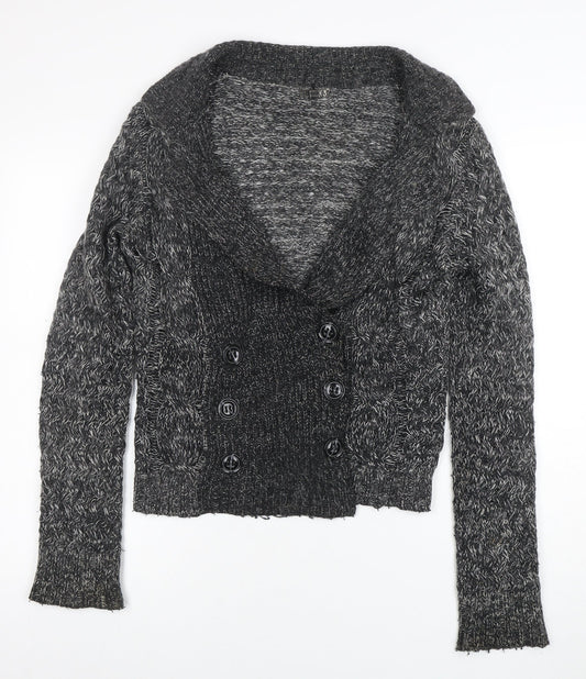 GANT Womens Grey Chunky Knit Wool Blend Shawl Collar Cardigan Size M