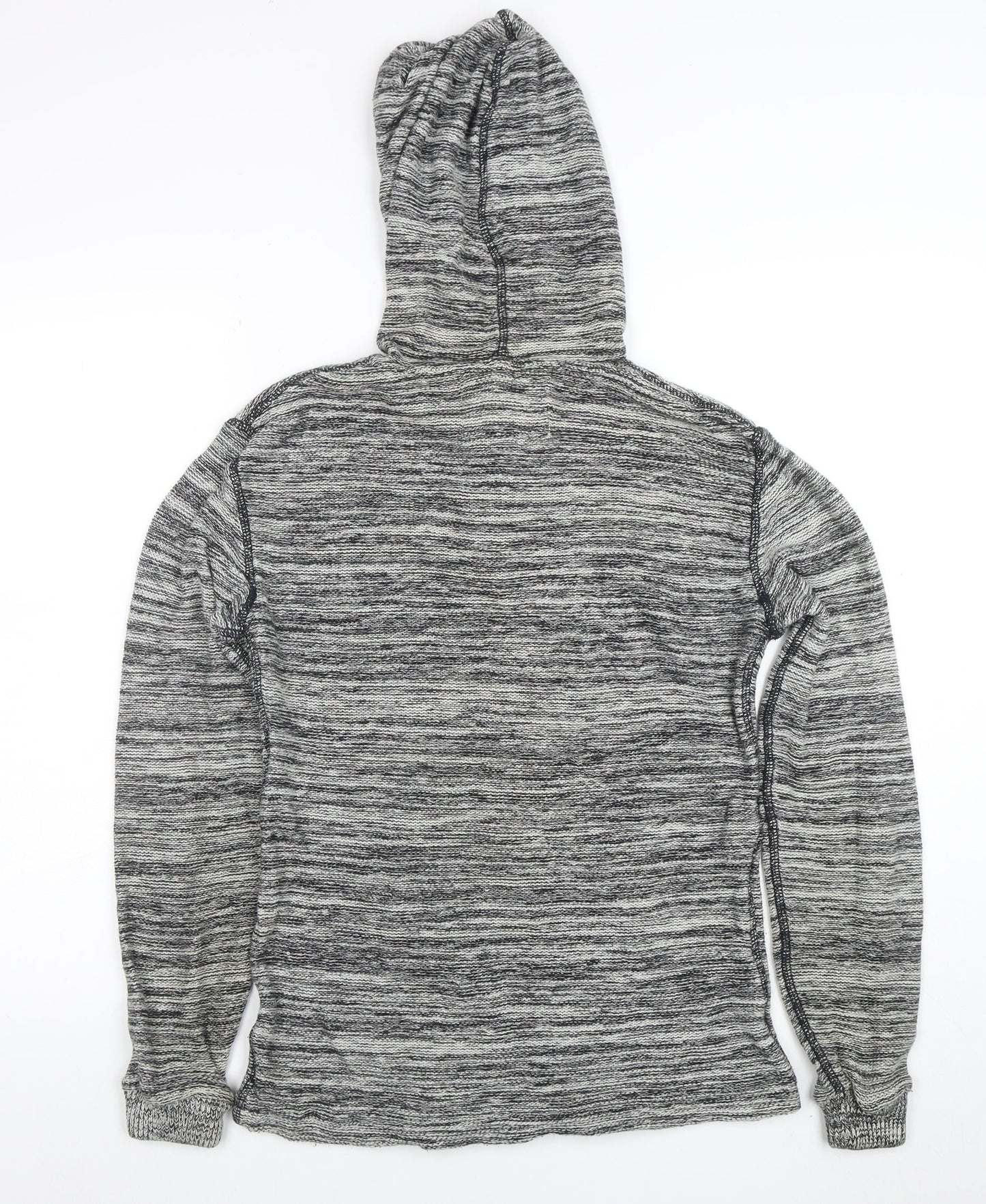 American Eagle Outfitters Women's Grey Hooded Henley Knit Jumper XS