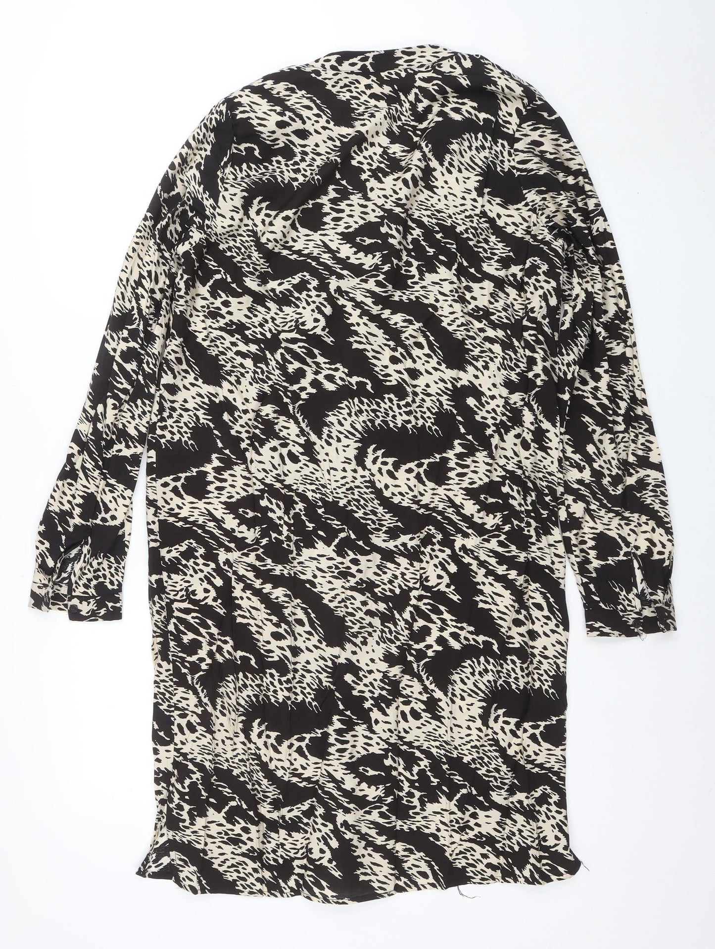 Object Women’s Black Animal Print Button Shirt Dress Size 10
