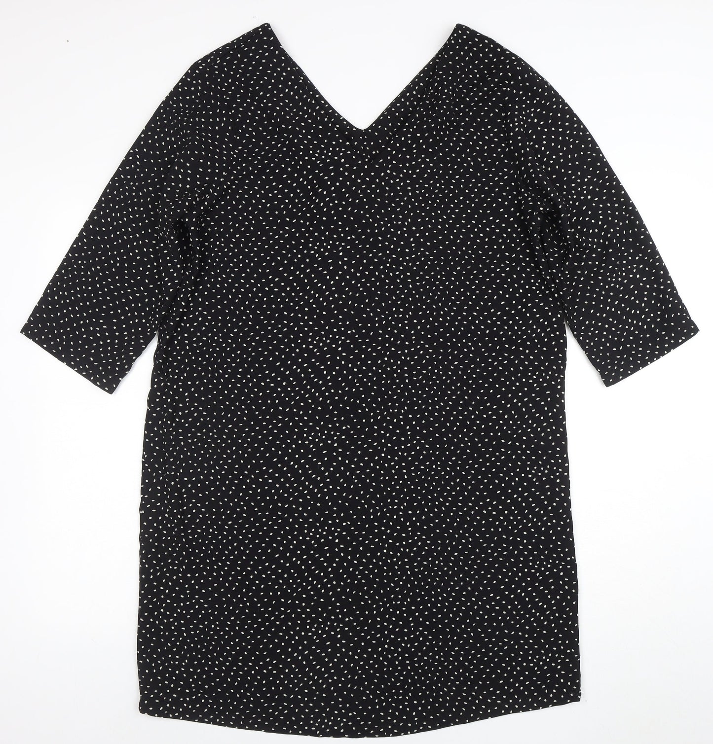 Jacqueline de Yong Women's Black Polka Dot V-Neck Shift Dress Size 12