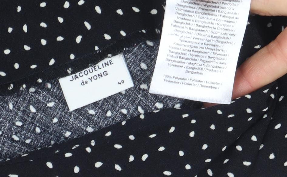 Jacqueline de Yong Women's Black Polka Dot V-Neck Shift Dress Size 12