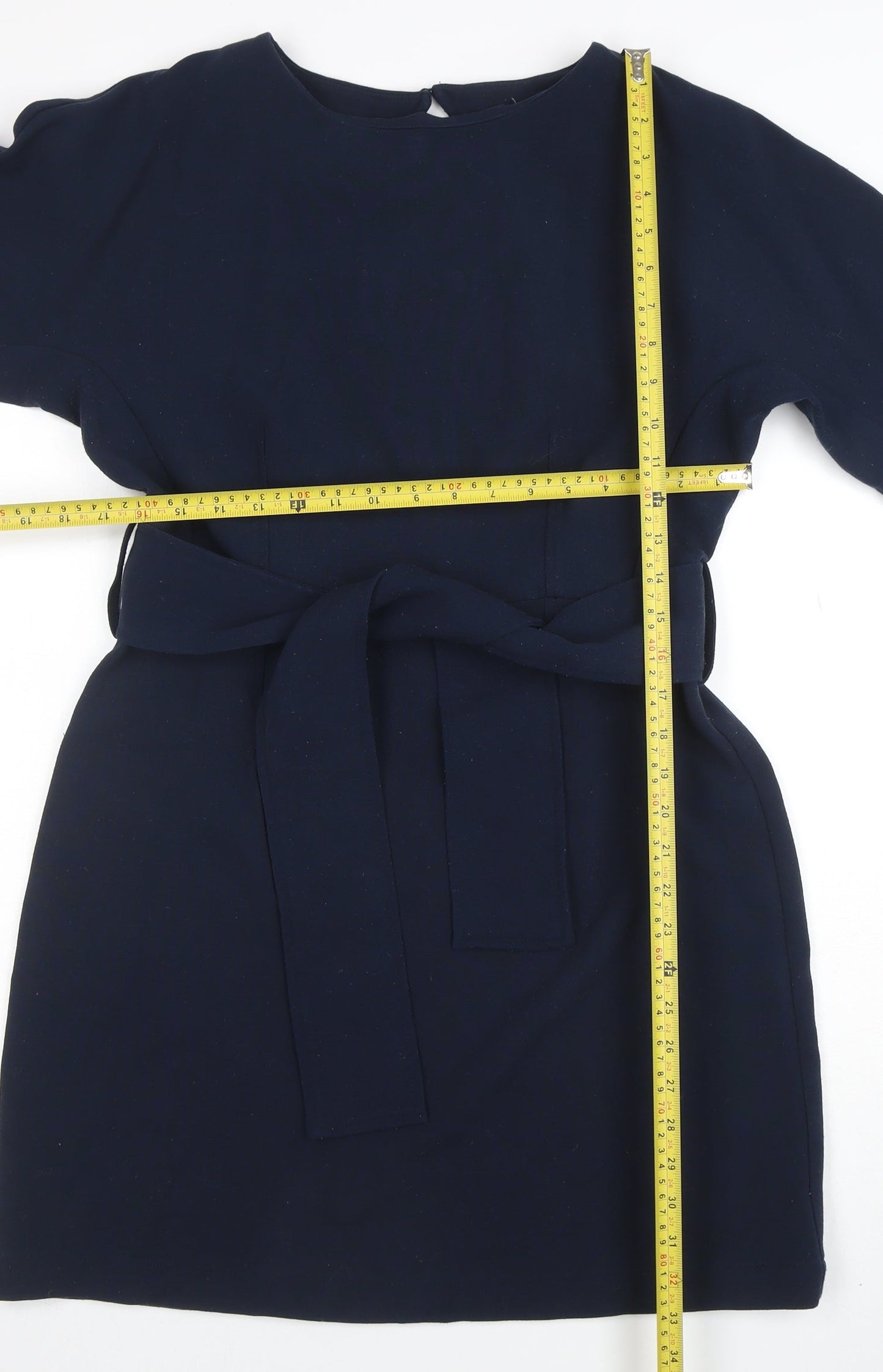 Oliver Bonas Women’s Blue Belted Shift Dress Size 12