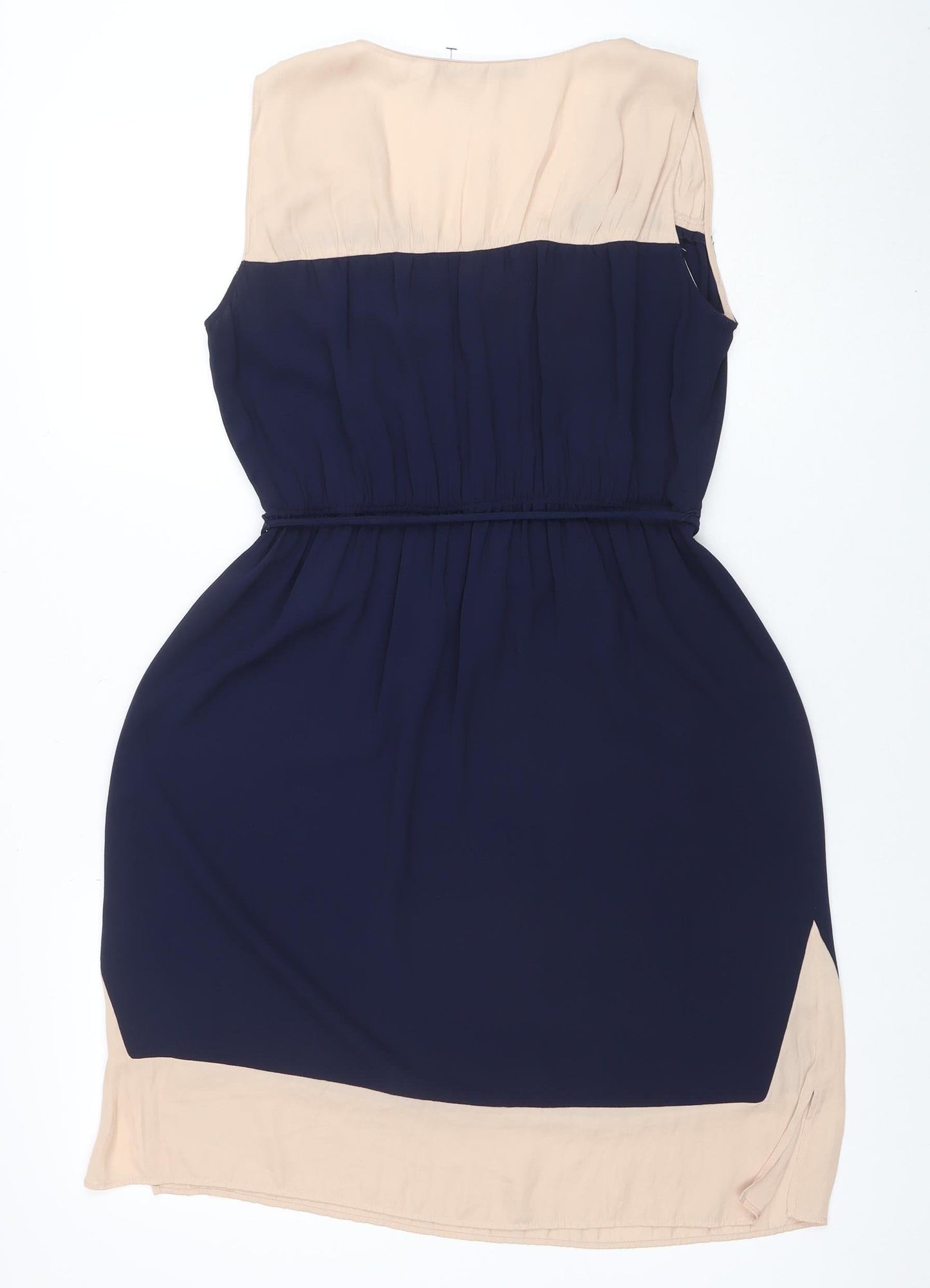 Zara Basic Women’s Navy Beige A-Line Sleeveless Short Dress Size 10