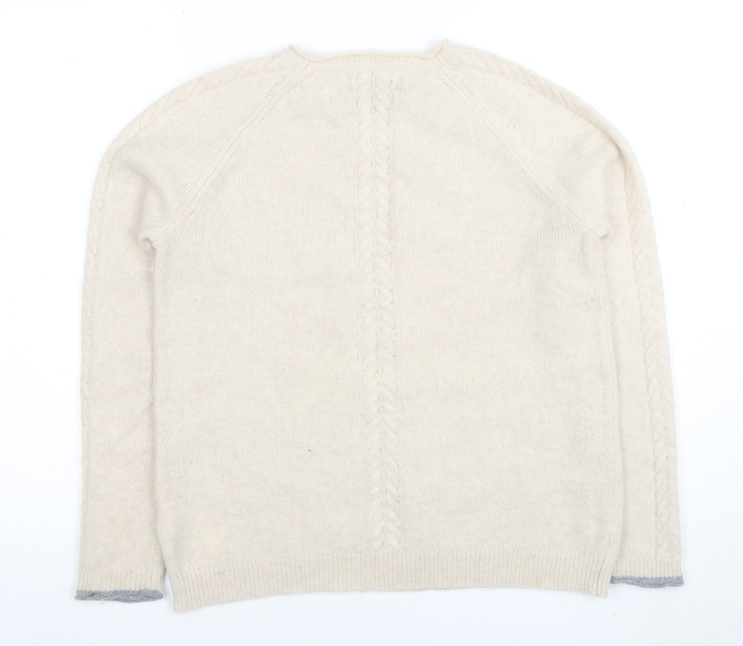 Paul Costelloe Women Ivory Wool Blend Cable-Knit Jumper Size 12