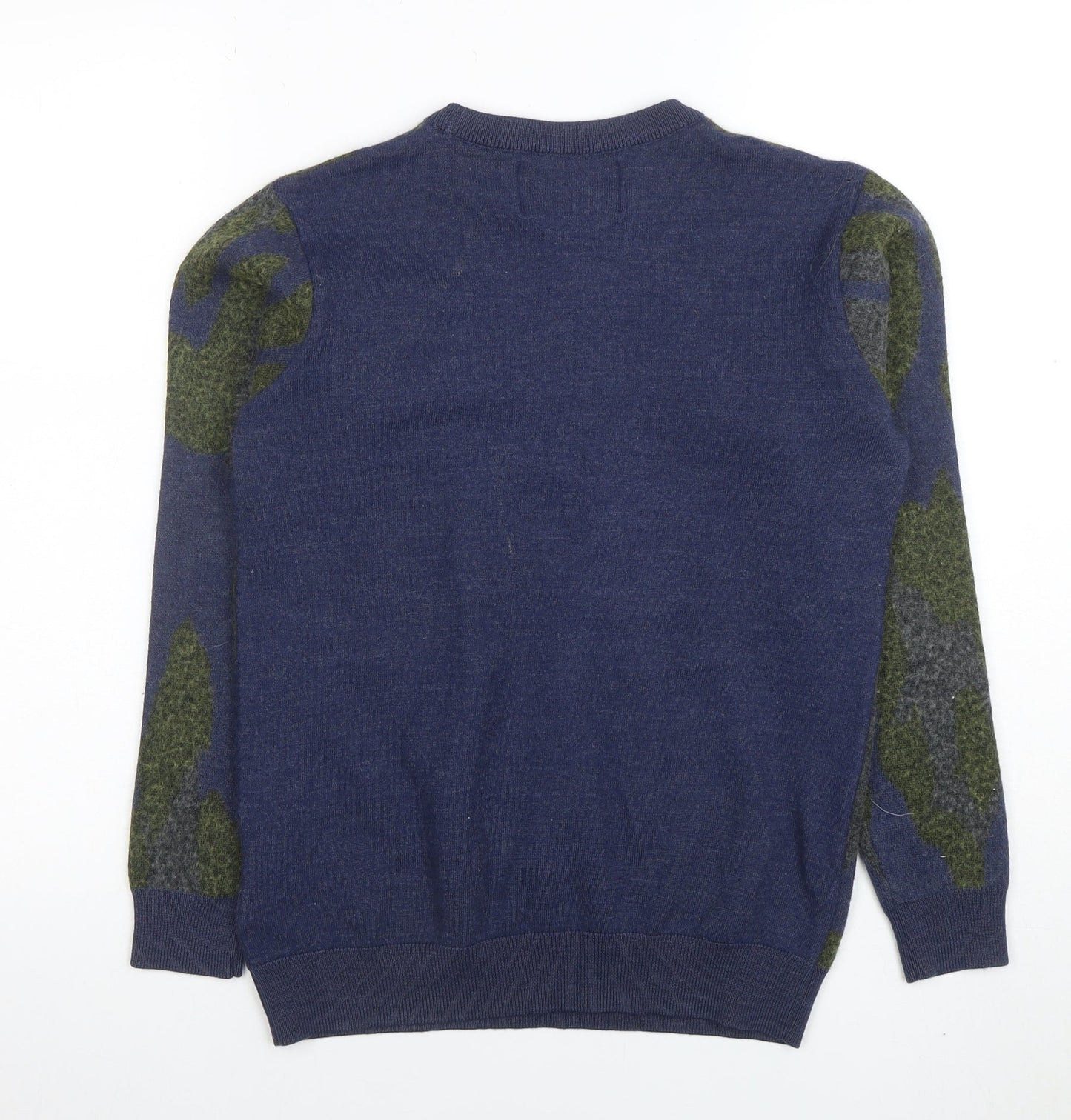 VDOT JEANS Couture Women's Blue Camouflage Merino Wool Jumper M